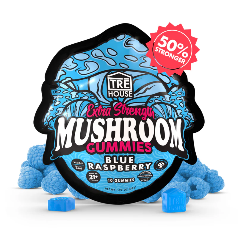 Blue raspberry mushroom gummies extra-strength functional supplement