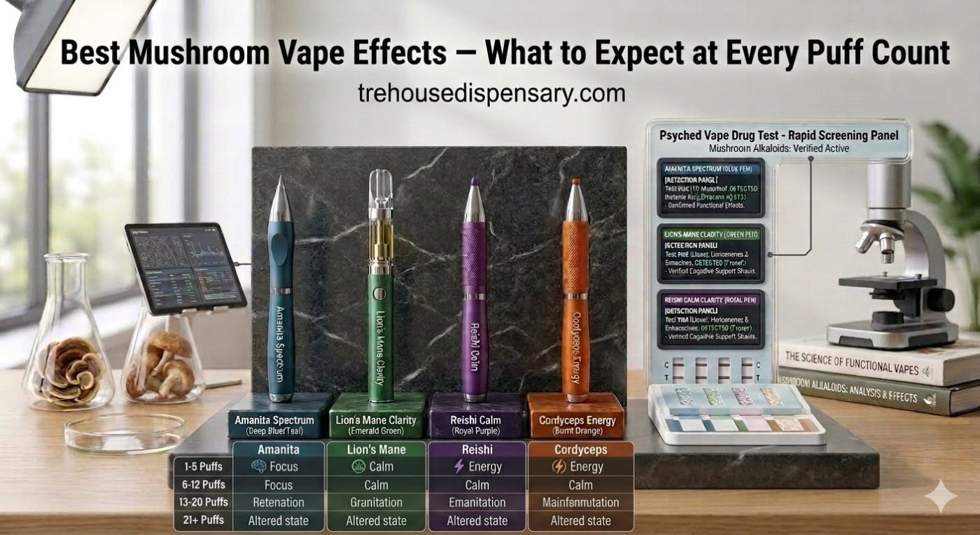 Best Mushroom Vape 2026 — Apple Tart Pink Lemonade Blue Jello Mango Smoothie ranked by Tre House Dispensary