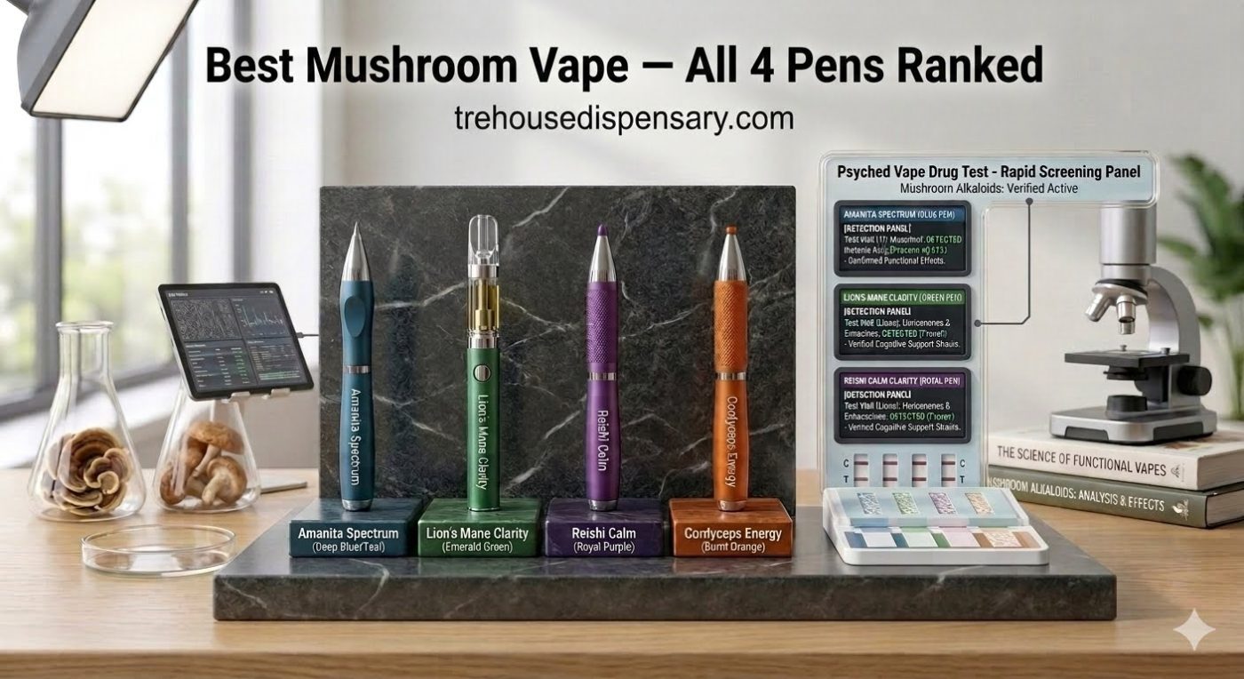 Best Mushroom Vape 2026 — Apple Tart Pink Lemonade Blue Jello Mango Smoothie ranked by Tre House Dispensary