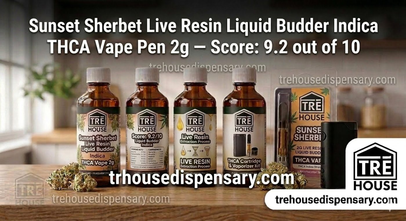 Tre House THCA Vape Review 2026 — ItsPurpl White Widow Sunset Sherbet THCA pens by Tre House Dispensary