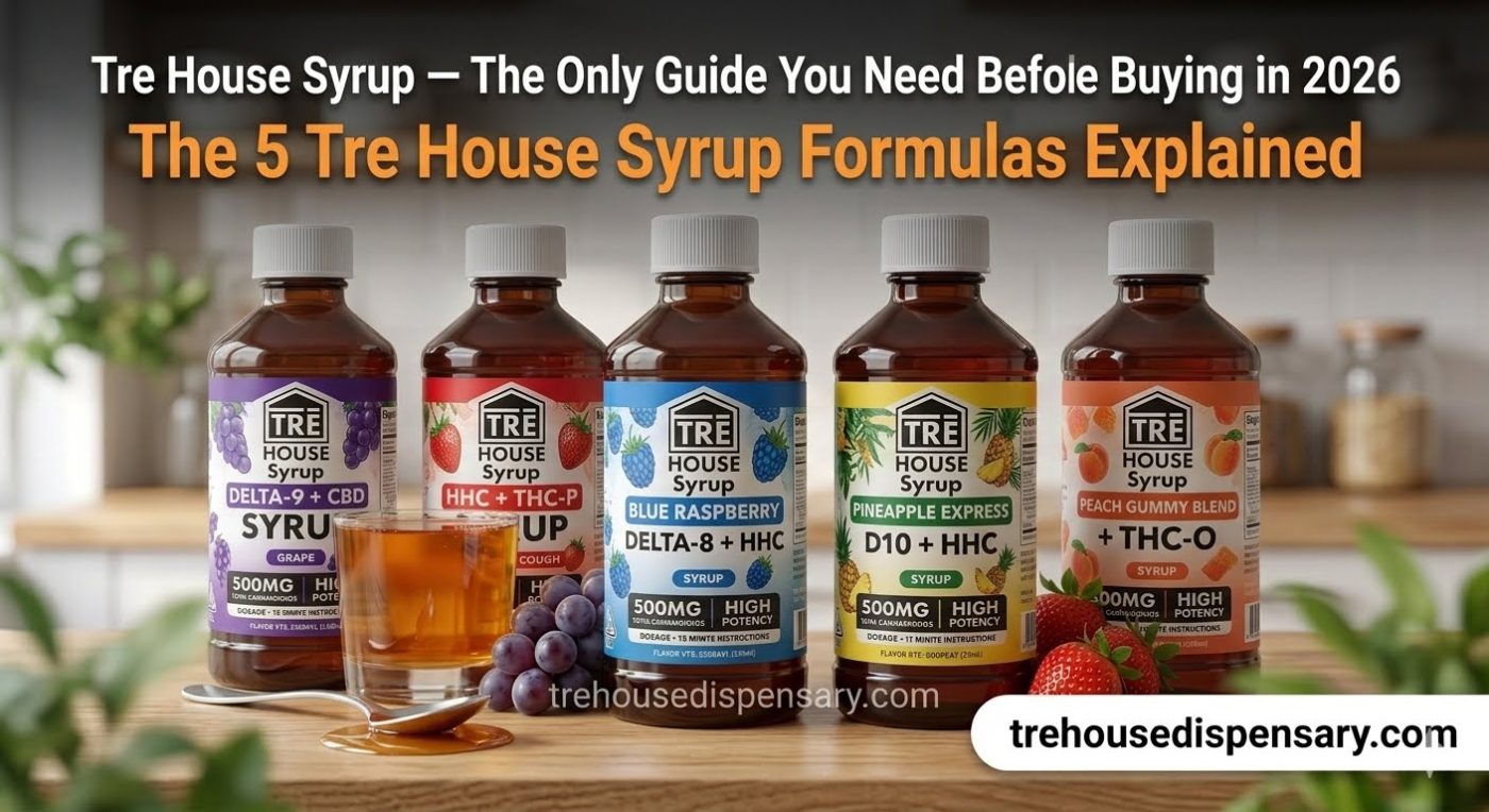 Tre House Syrup — all 5 formulas Galaxy Grape Watermelon Felon Bussin Berry Purple Stuff Strawberry Gelato by Tre House Dispensary