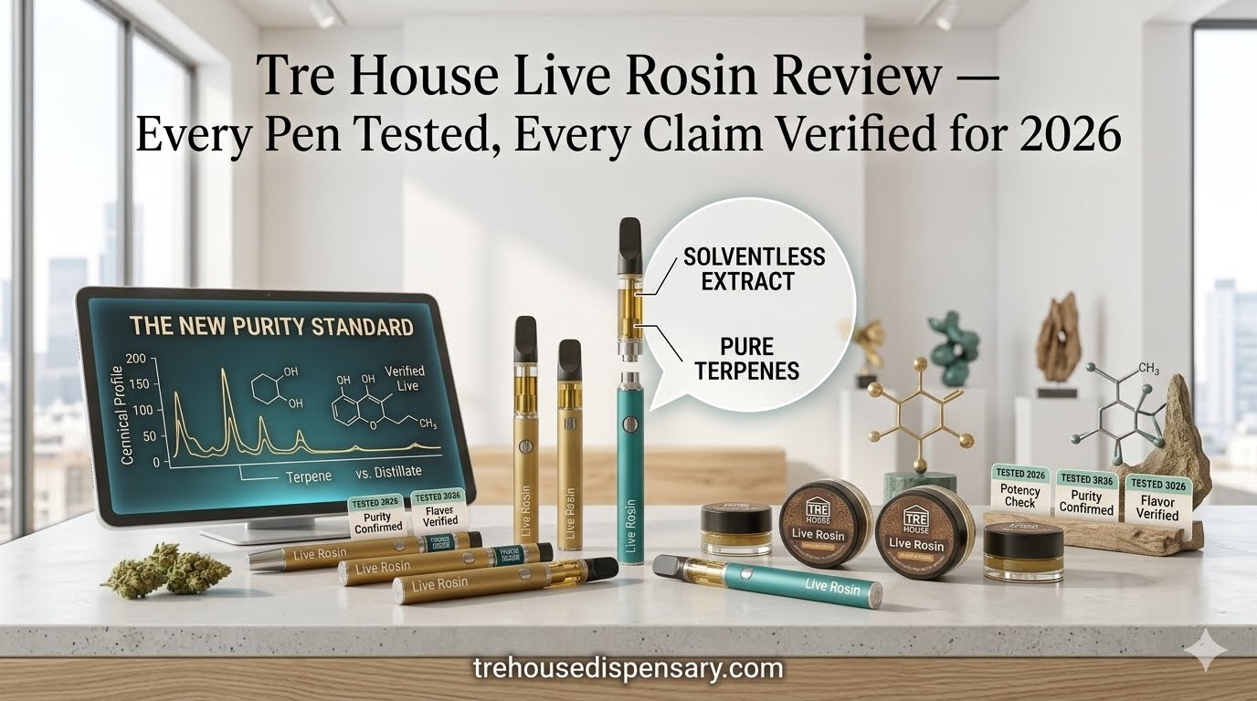 Tre House Live Rosin Review 2026 — Texas Peach Cobbler Blueberry Slushie Grape Guava Punch Blue Cereal by Tre House Dispensary