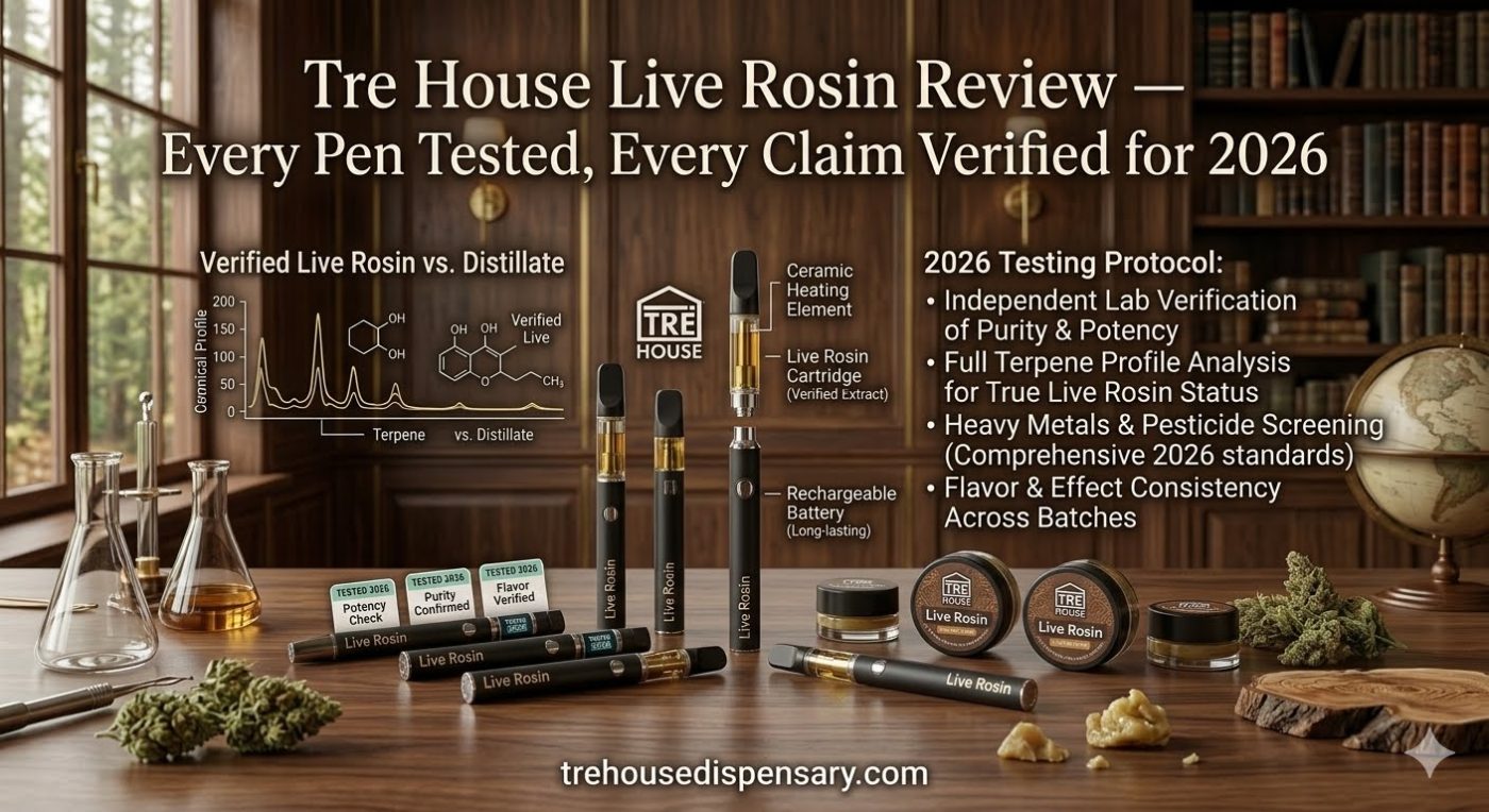 Tre House Live Rosin Review 2026 — Texas Peach Cobbler Blueberry Slushie Grape Guava Punch Blue Cereal by Tre House Dispensary