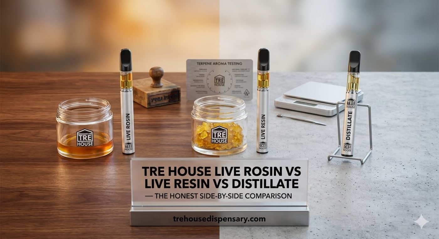 Tre House Live Rosin Review 2026 — Texas Peach Cobbler Blueberry Slushie Grape Guava Punch Blue Cereal by Tre House Dispensary