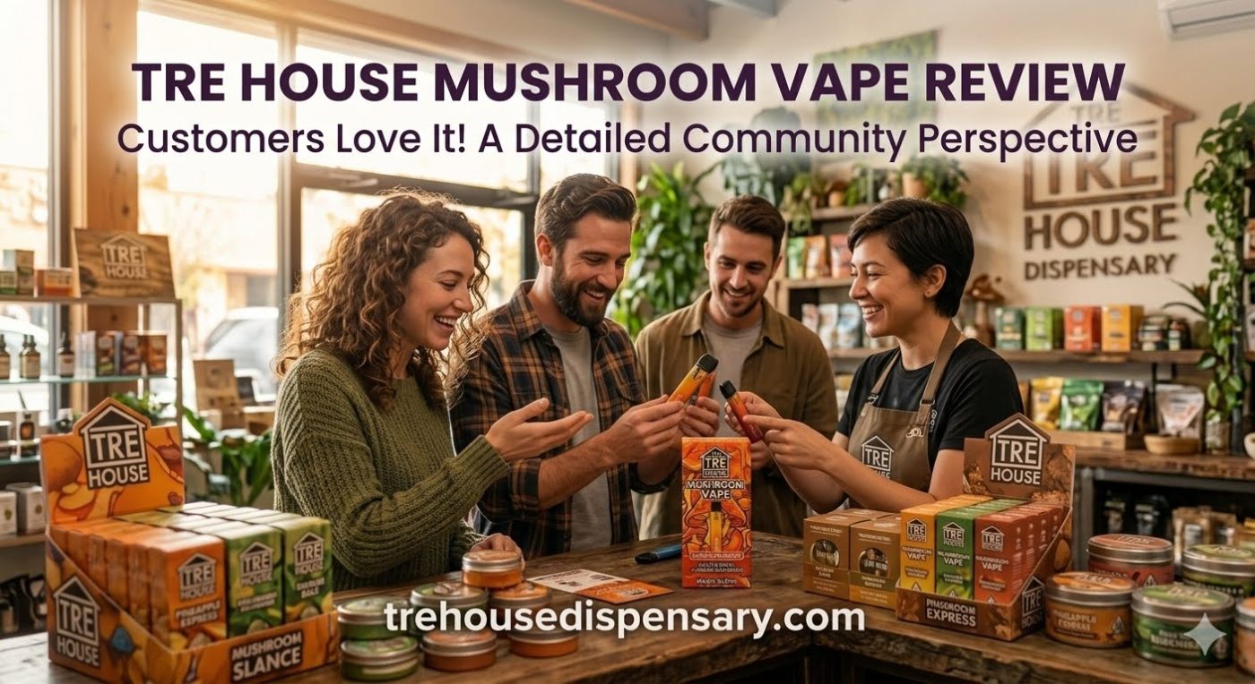 Tre House Mushroom Vape Pen Review 2026 — Apple Tart Pink Lemonade Blue Jello Mango Smoothie by Tre House Dispensary