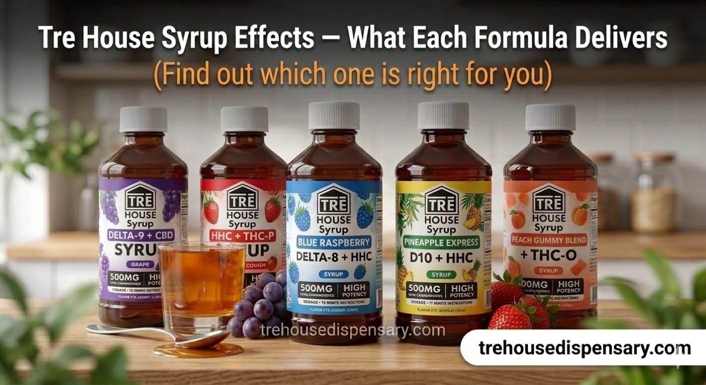 Tre House Syrup — all 5 formulas Galaxy Grape Watermelon Felon Bussin Berry Purple Stuff Strawberry Gelato by Tre House Dispensary