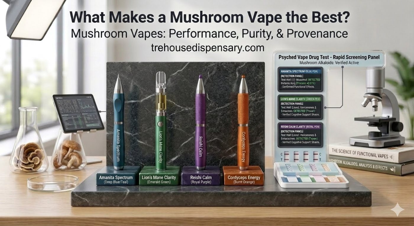Best Mushroom Vape 2026 — Apple Tart Pink Lemonade Blue Jello Mango Smoothie ranked by Tre House Dispensary