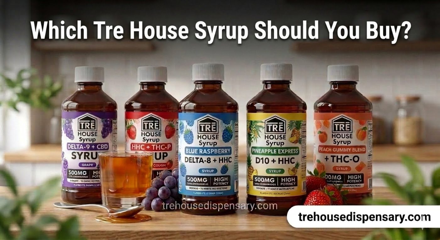 Tre House Syrup — all 5 formulas Galaxy Grape Watermelon Felon Bussin Berry Purple Stuff Strawberry Gelato by Tre House Dispensary